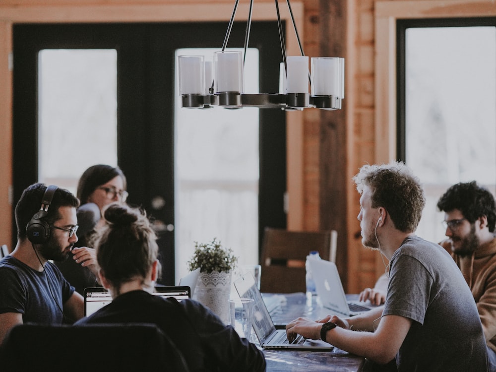 A team collaborating in a modern office